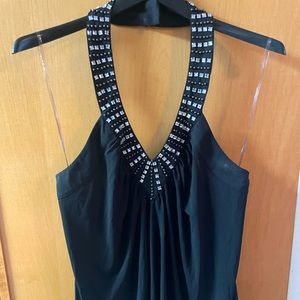 Black beaded halter top